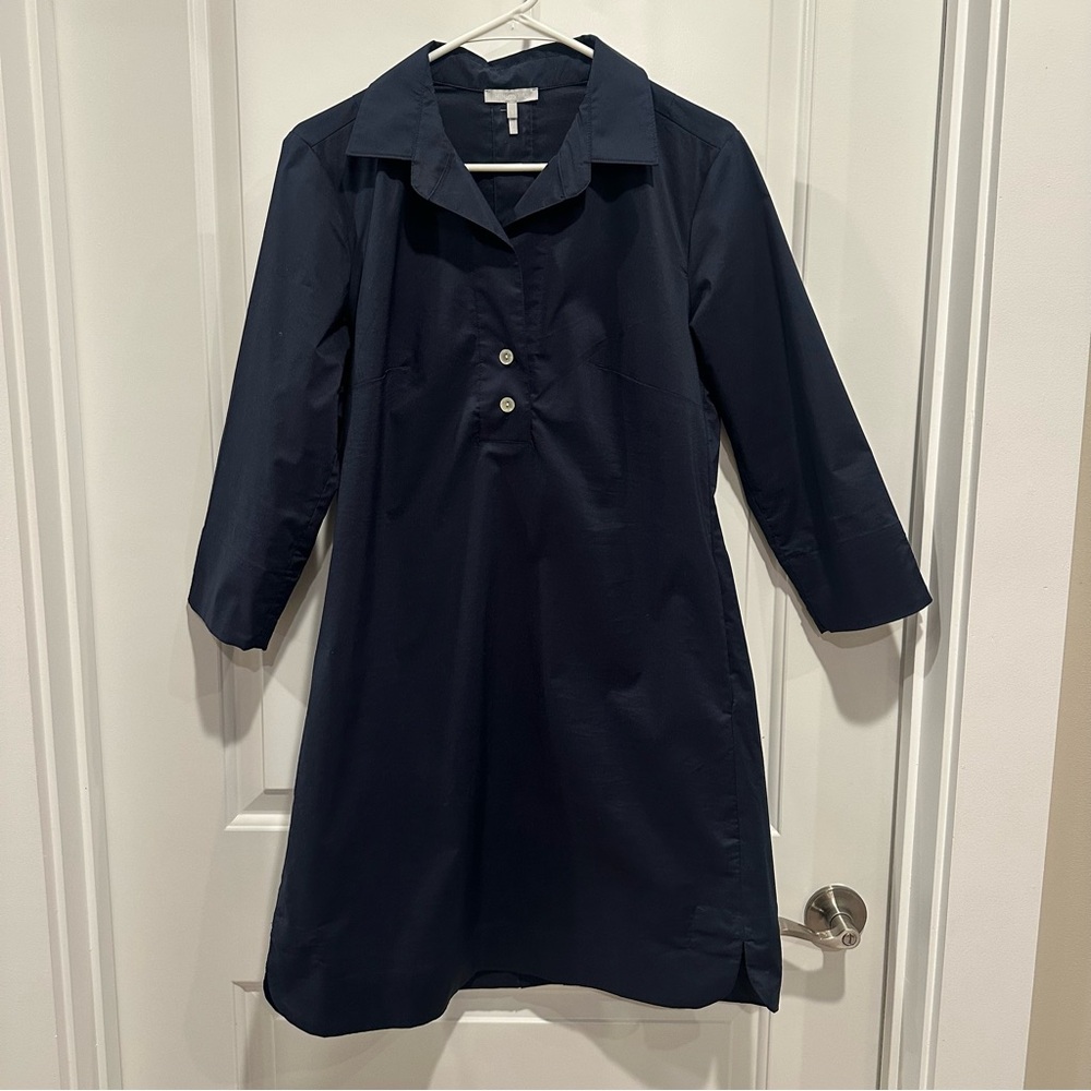 Hinson Wu Aileen 3/4 Sleeve Button Back Dress Navy small